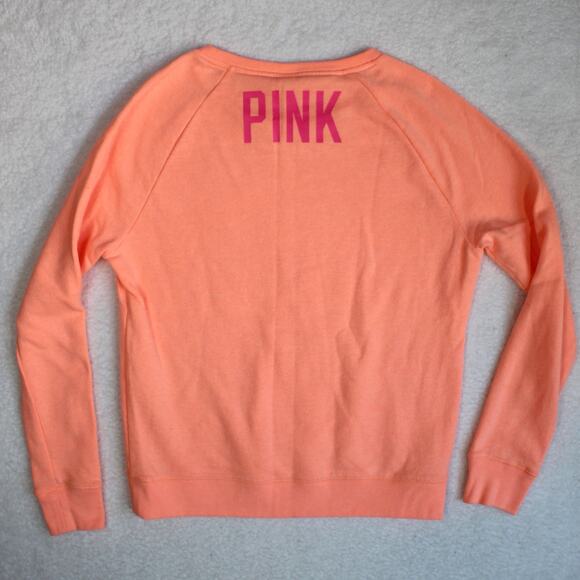 Victorias Secret PINK Sweatshirt Medium Orange Sequin NY Statue of Liberty Y2K - Picture 2 of 6